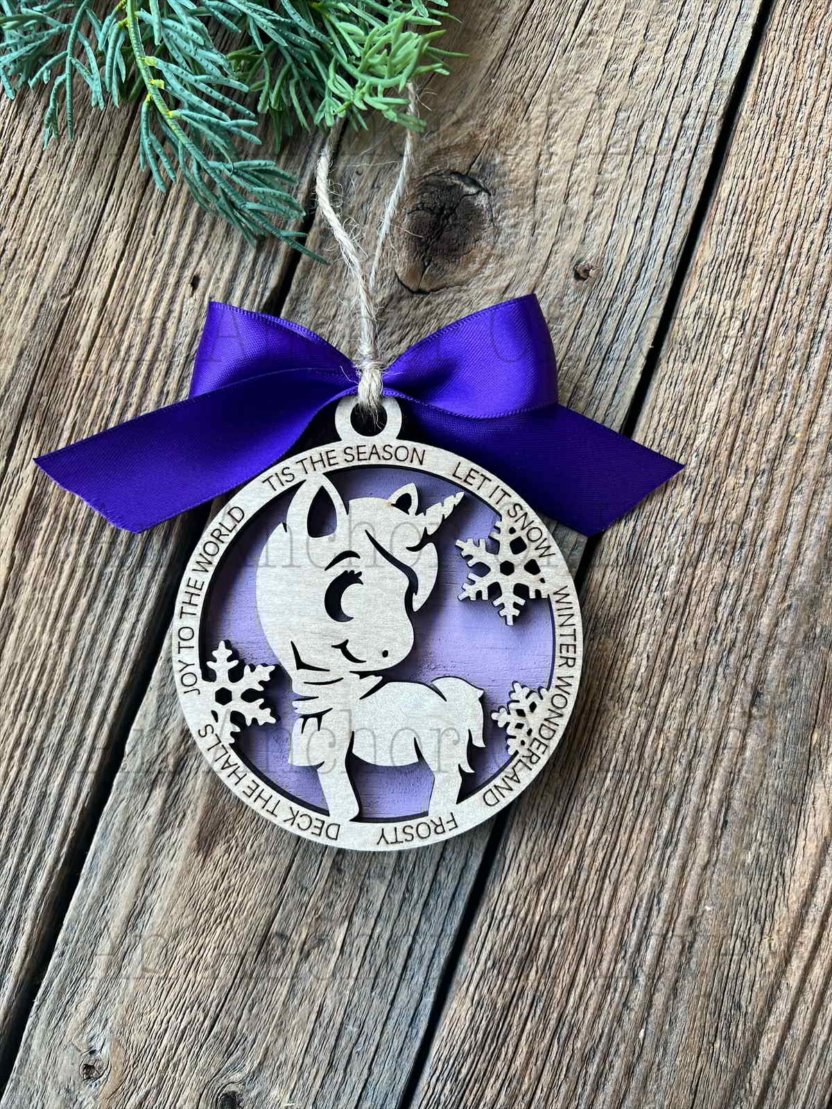 Unicorn Christmas ornament, Layered wood ornament, kid's Christmas ornaments
