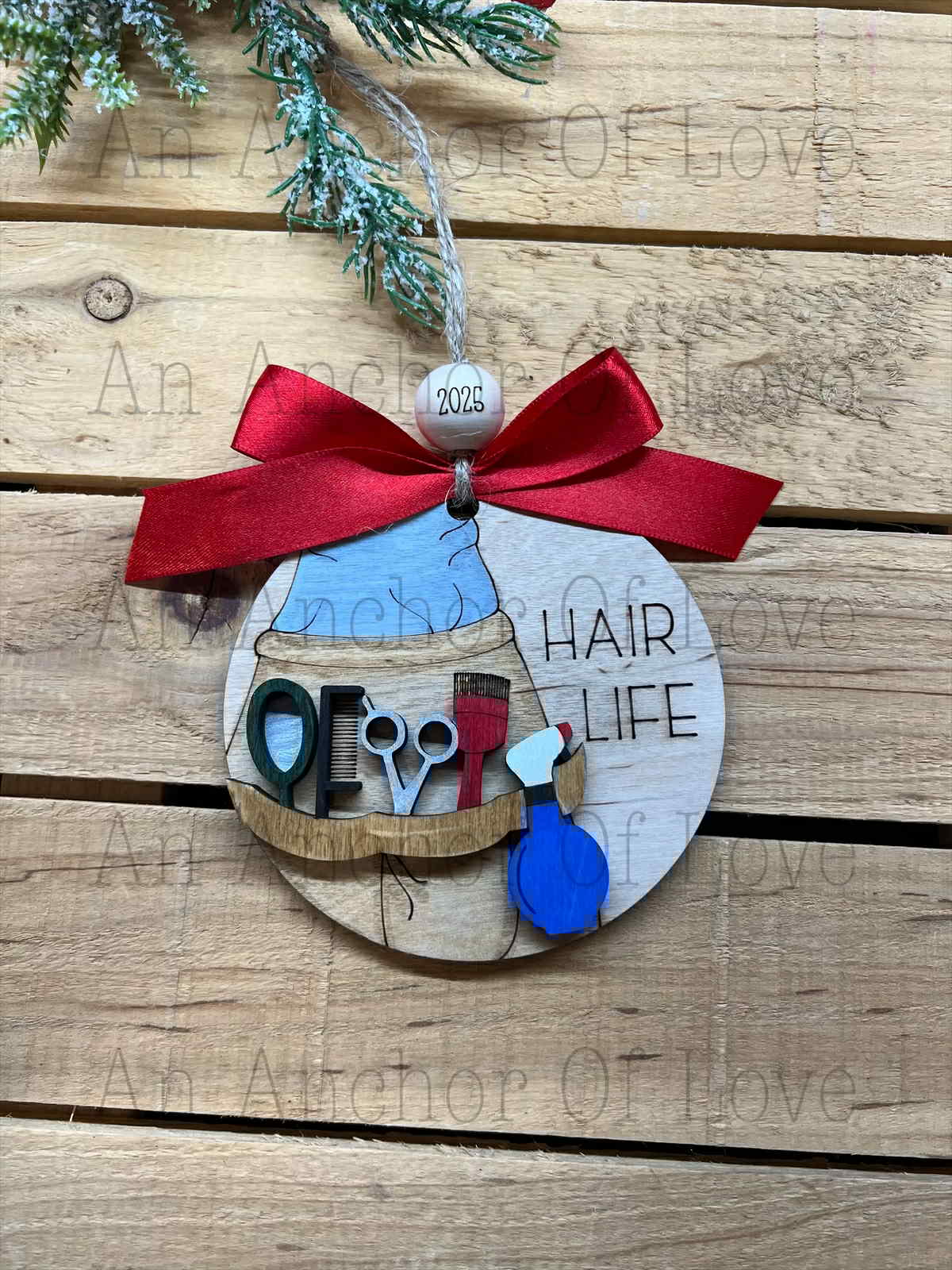 Hair Dresser Christmas ornament, Layered wood beautician ornament, Hair stylists Christmas ornaments, Hair salon decor