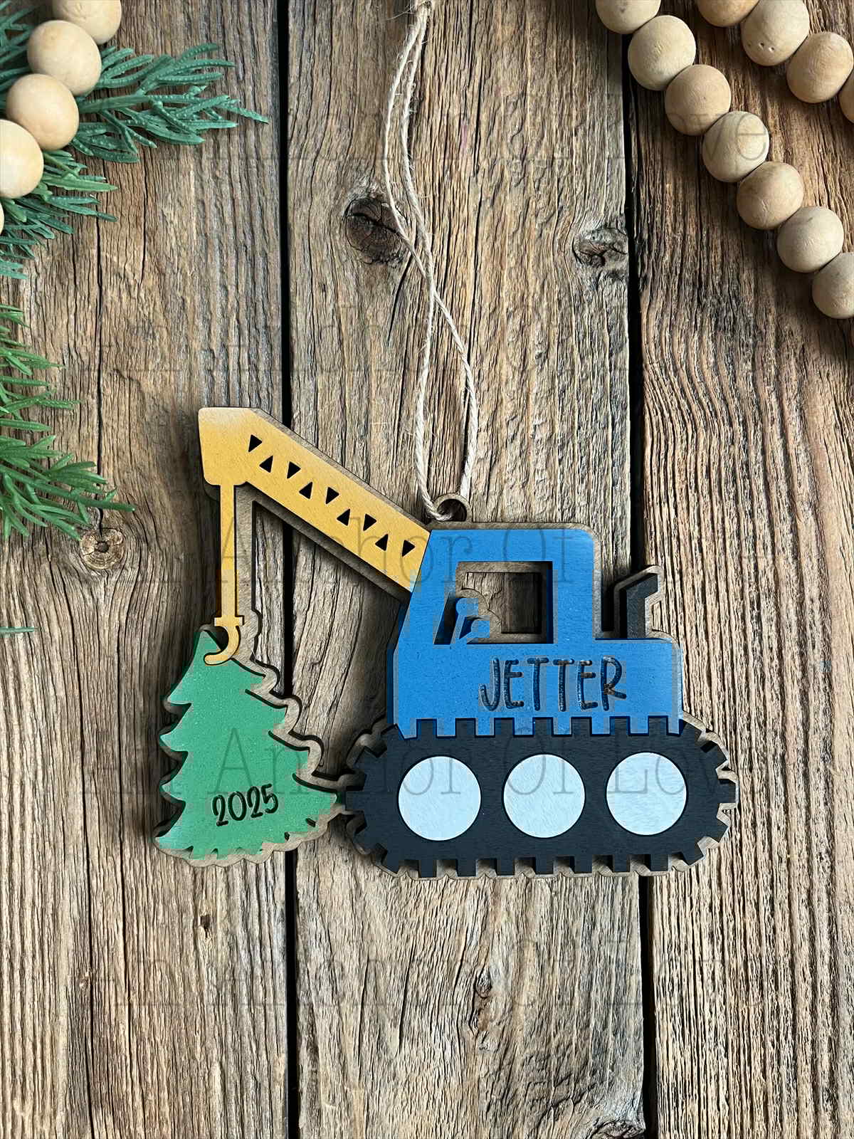 Personalized kids construction Ornament | Kid's Christmas Gift / 2025 Christmas ornament /- personalized gift