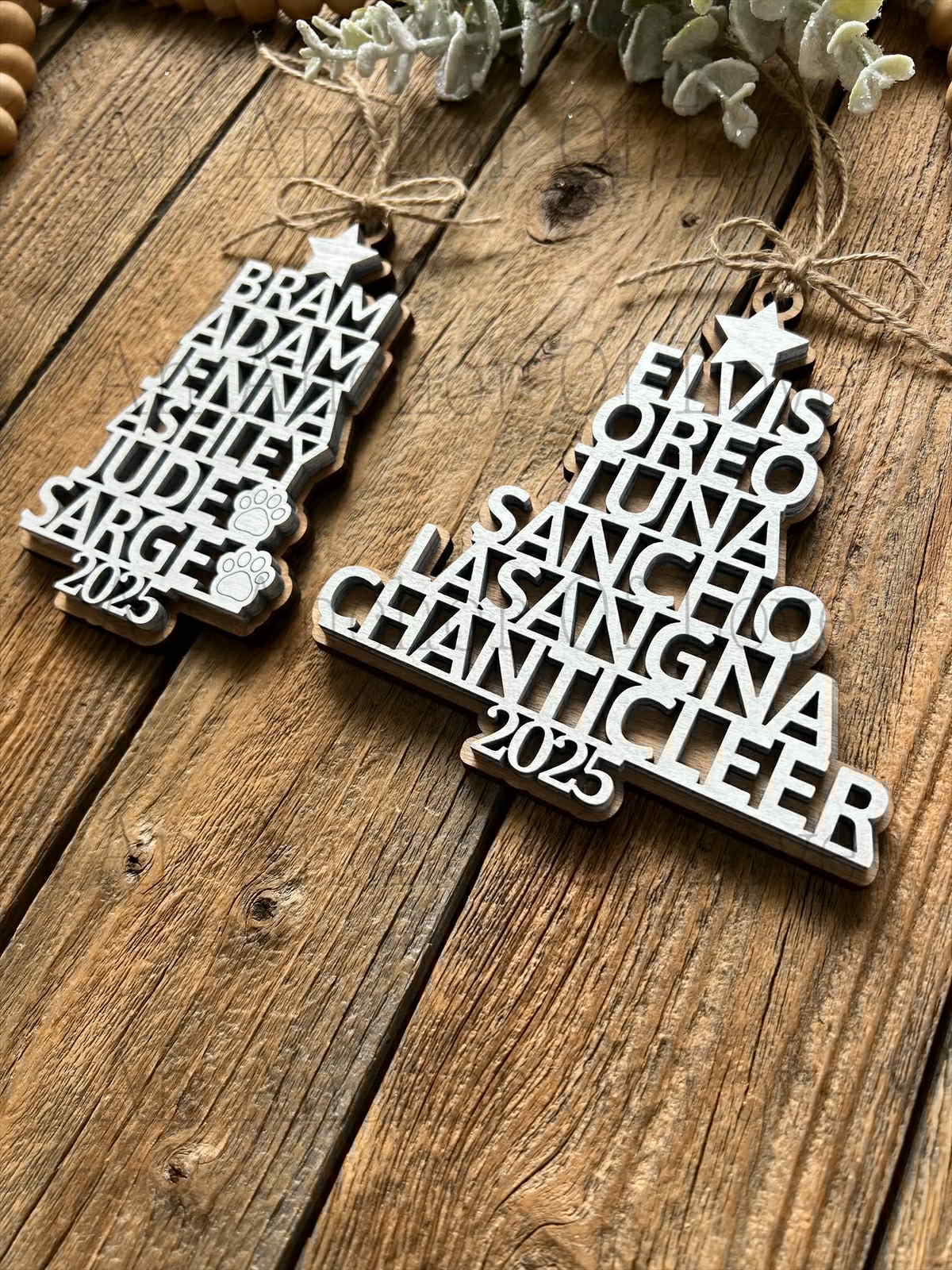 Family Christmas Ornament - Christmas Tree Ornament with Family Names - Christmas Tree Name Ornament