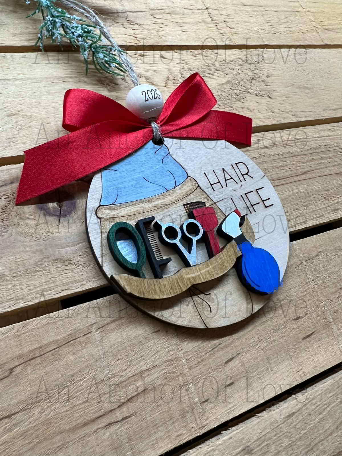 Hair Dresser Christmas ornament, Layered wood beautician ornament, Hair stylists Christmas ornaments, Hair salon decor