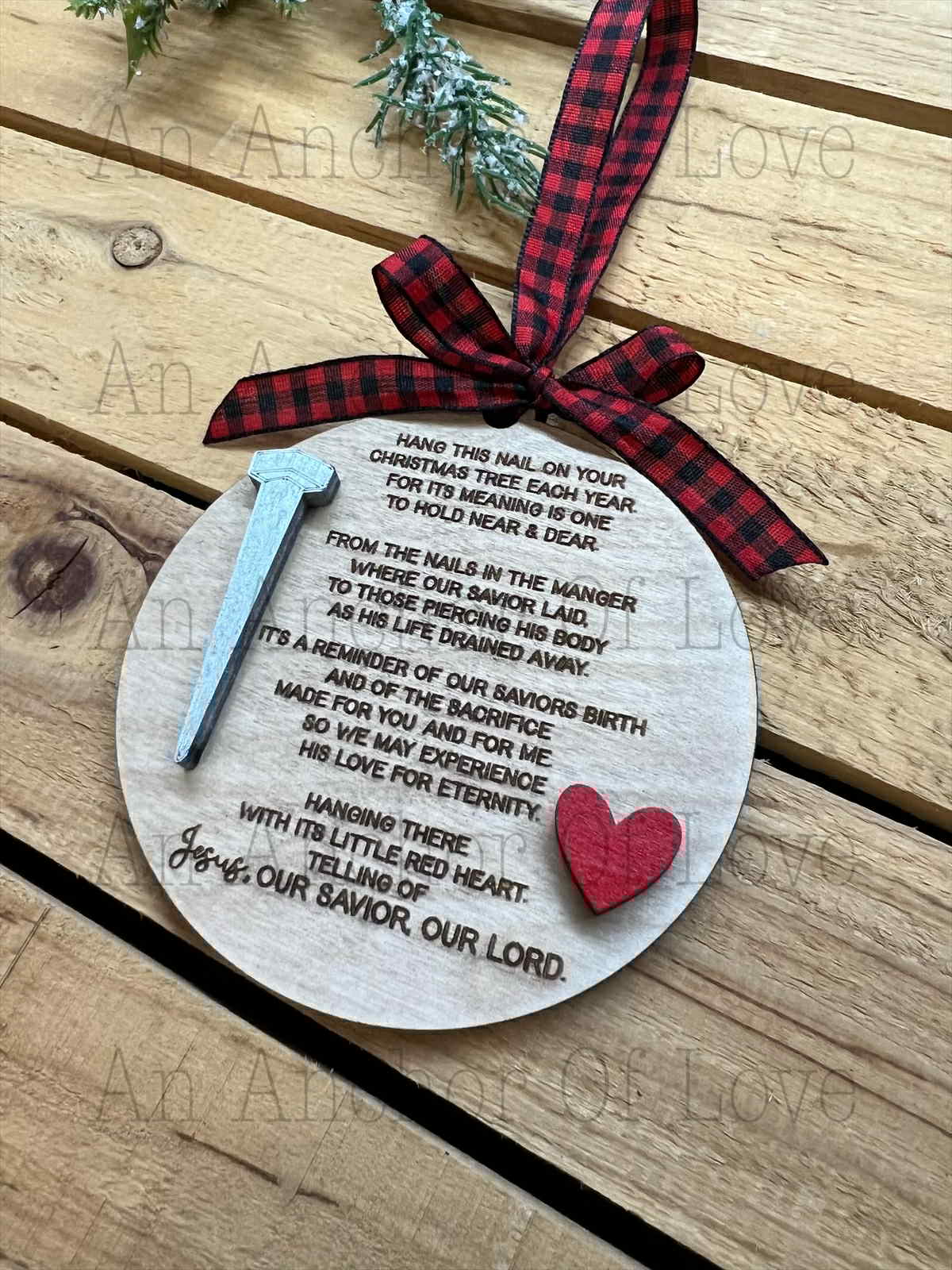 Christ Nail Symbol Christmas Wooden Ornament, Embrace the True Meaning of Christmas, Religious Ornament, Christ Centered Christmas