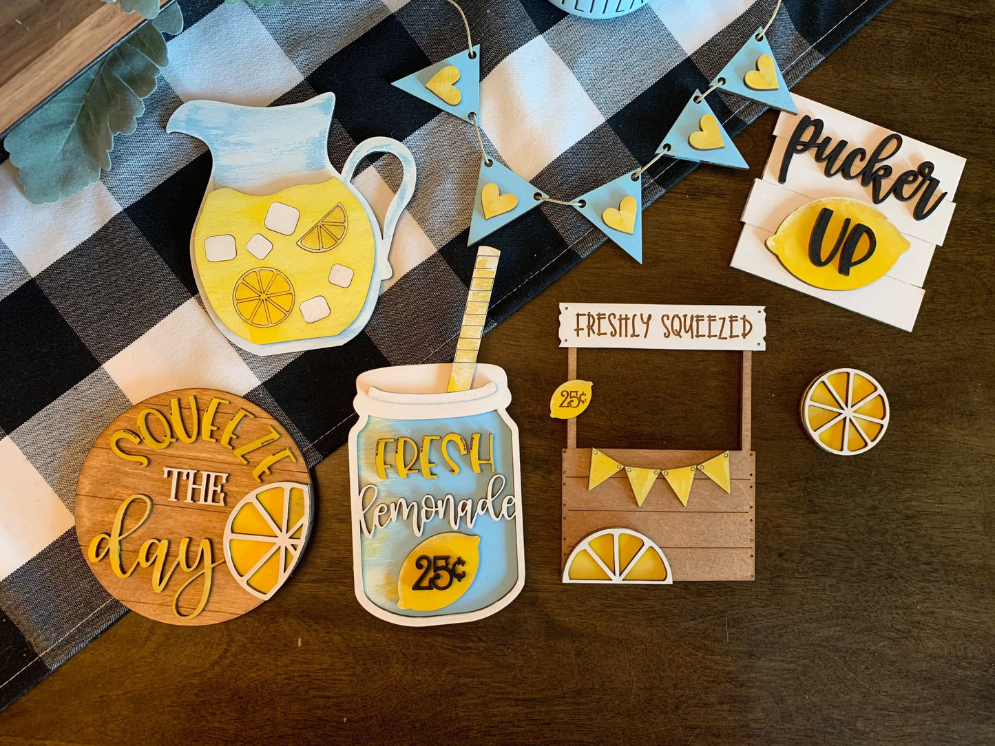 Lemon themed tiered tray decor-Lemon tiered tray decor-farmhouse decor-tiered tray decor-tiered tray decorations