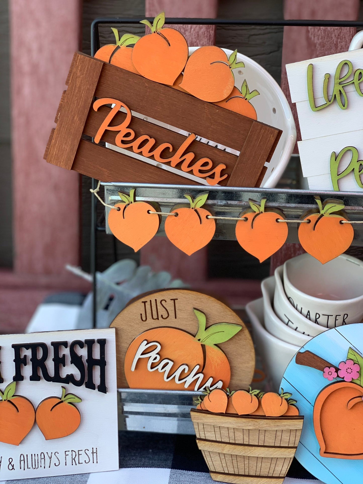 Lifes a peach tiered tray decor