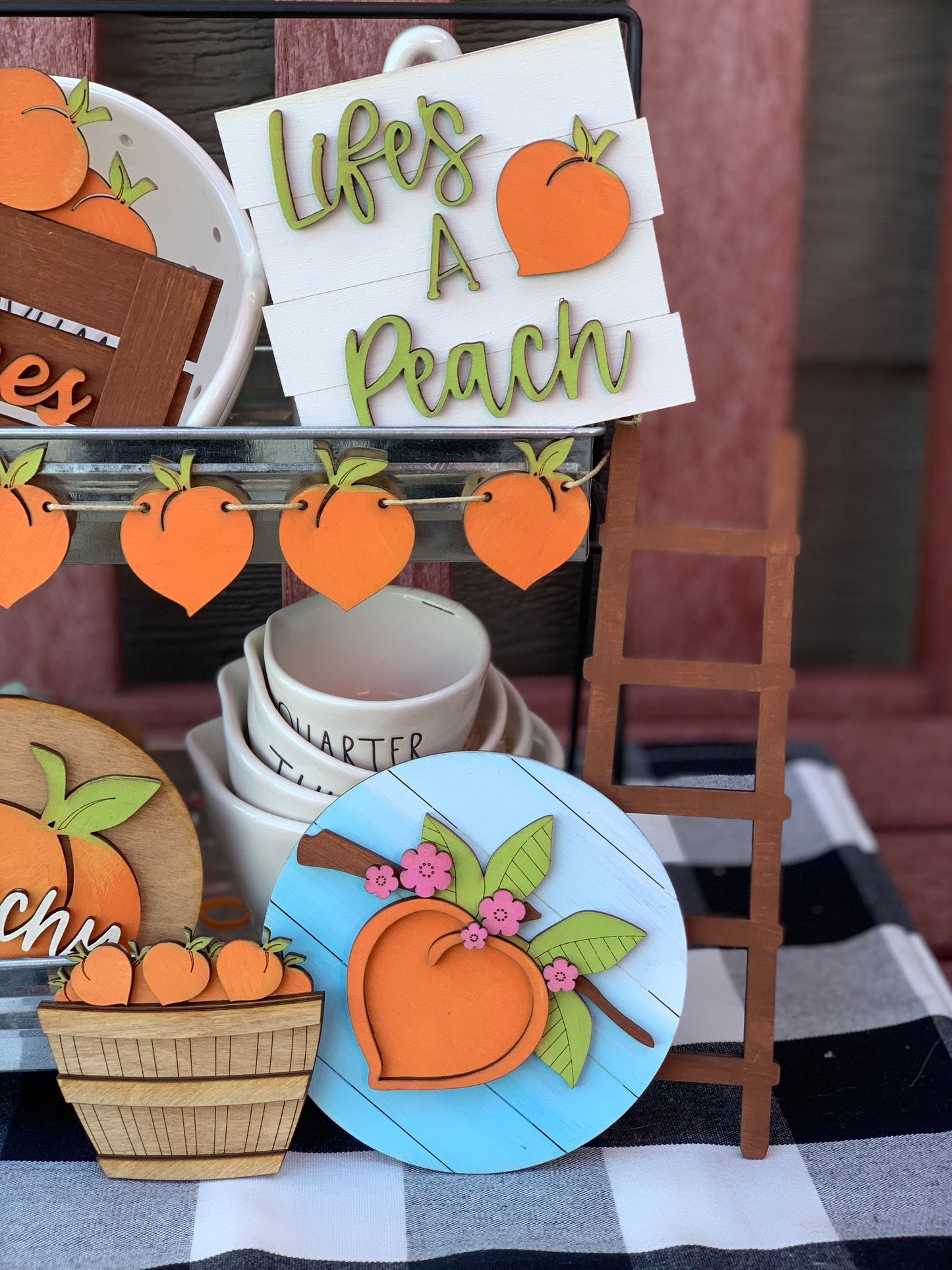 Lifes a peach tiered tray decor