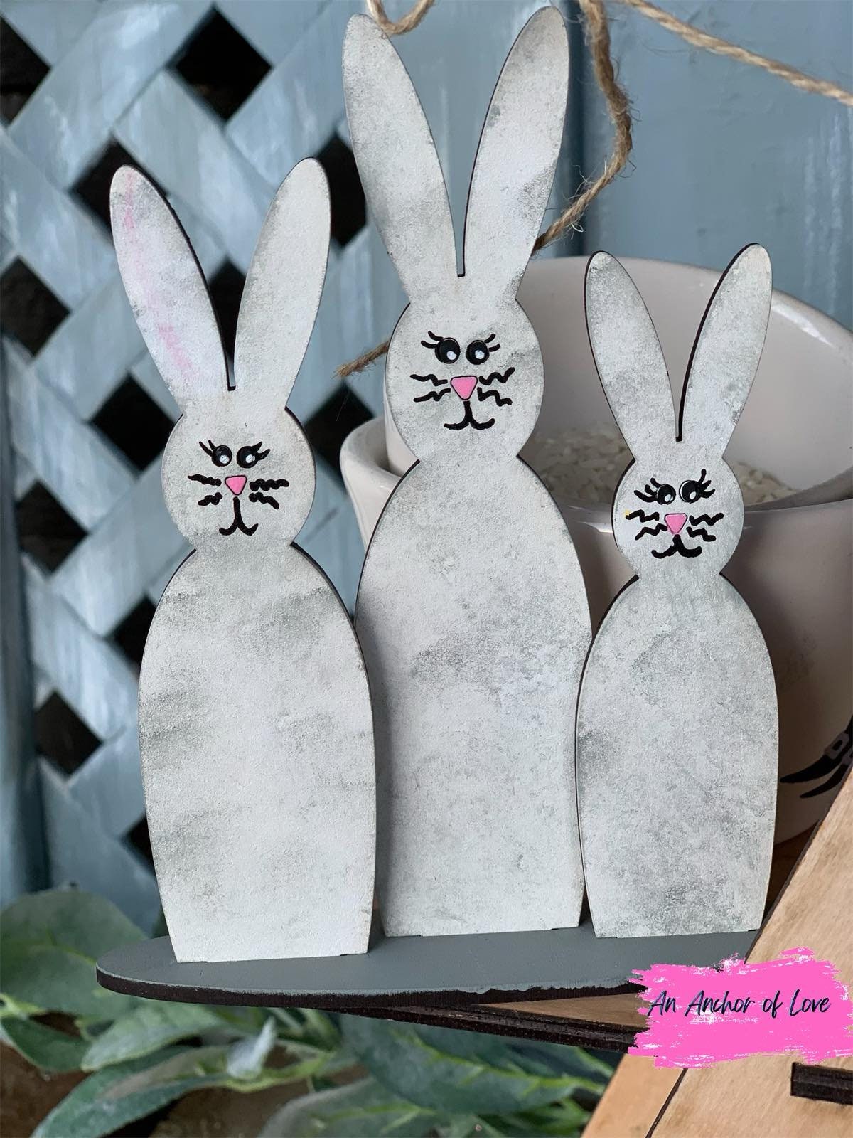 Farmhouse easter bunny tiered tray set-individual pieces, full set and diy available