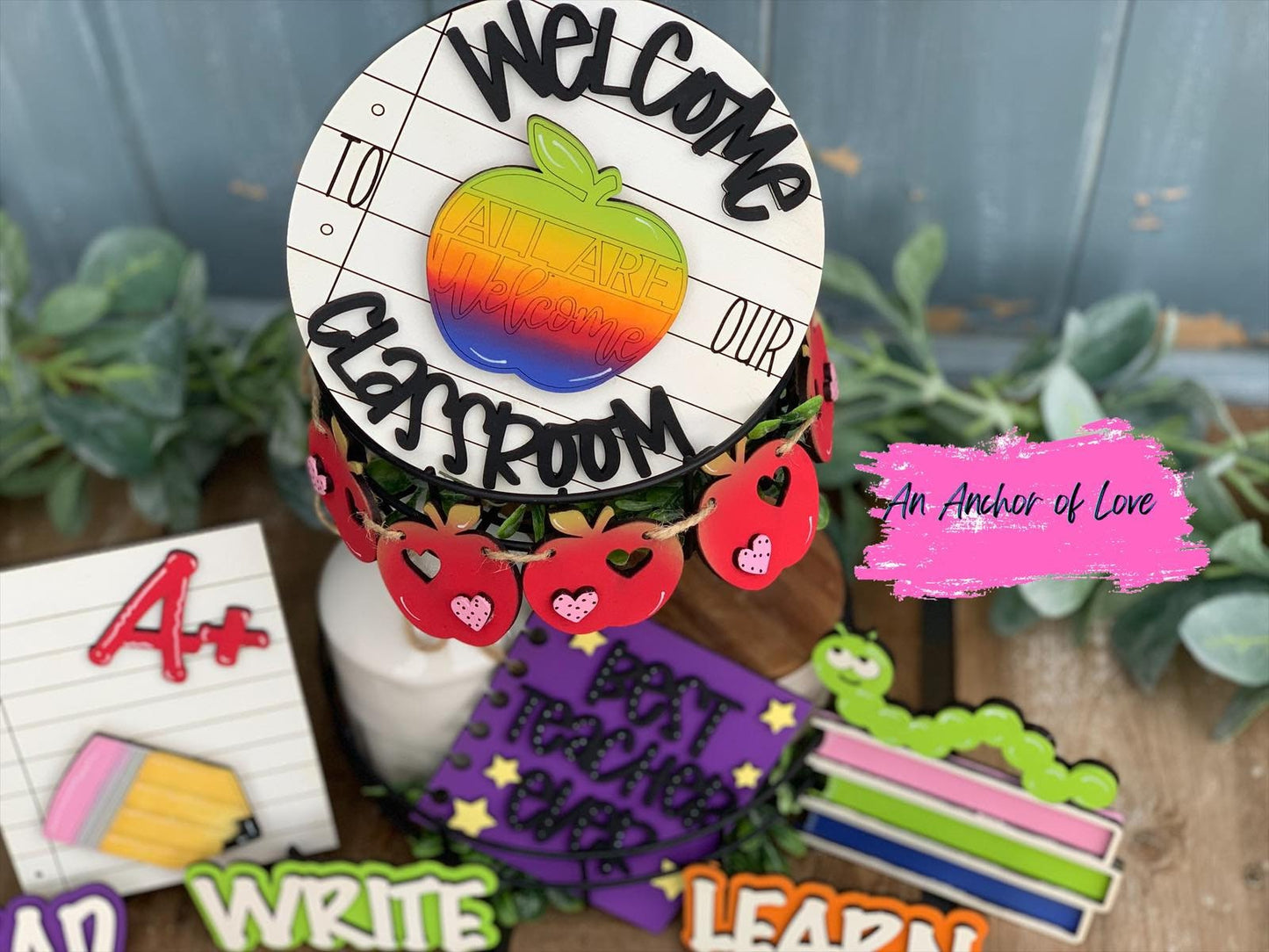 Class Room Themed Tiered Tray Decor- Back to School Tray Decor-Teacher Tiered Tray Decor-Classroom Tiered Tray Decor