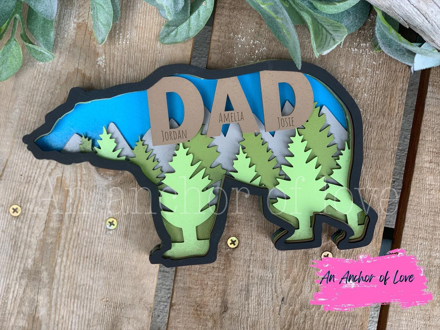Personalized dad mountain Sign/ Father's Day Gift/Dad can move mountains sign/daddy bear sign