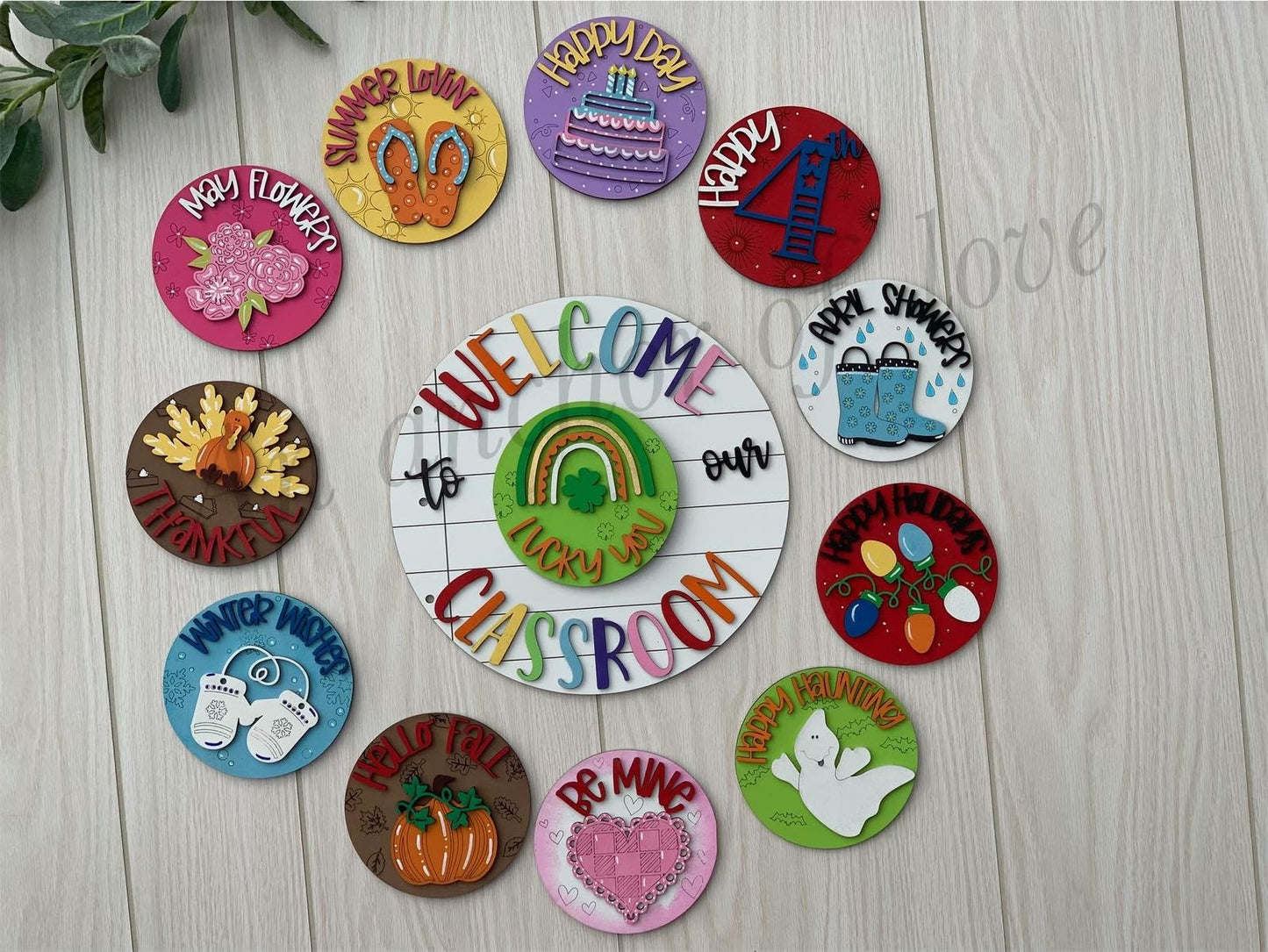 Complete set 12 piece set -Welcome to our classroom kids themed seasonal sign; back to school; teacher appreciation; school