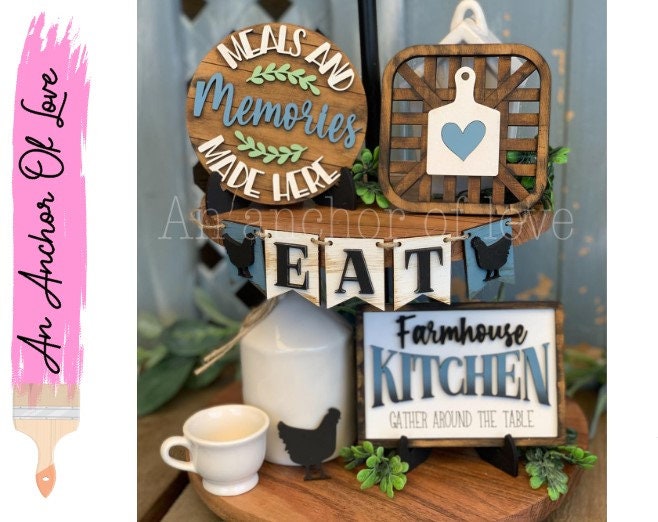 Farmhouse Kitchen Tiered tray decor-Farmhouse Decorations-Tiered Tray Decor