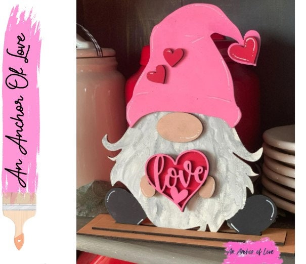 Valentine's Day Standing Gnome - Valentine's day decor- Hutch decor- Standing decorations