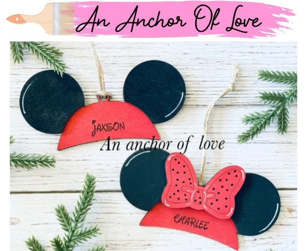 Red and black Mouse ears/hat ornament