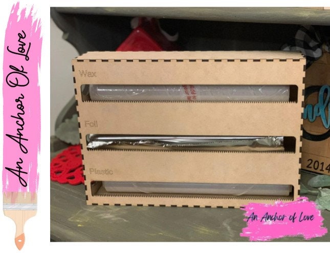 Parchment Paper, Plastic Wrap, and Aluminum Foil Roll Organizer for Drawer or Wall mount- great gift- great organizer
