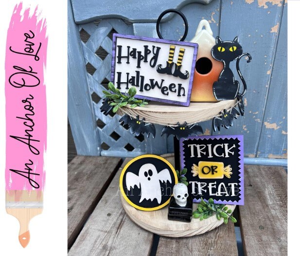 Trick Or Treat Halloween Tiered Tray Decor-Halloween tiered tray-Halloween Decor