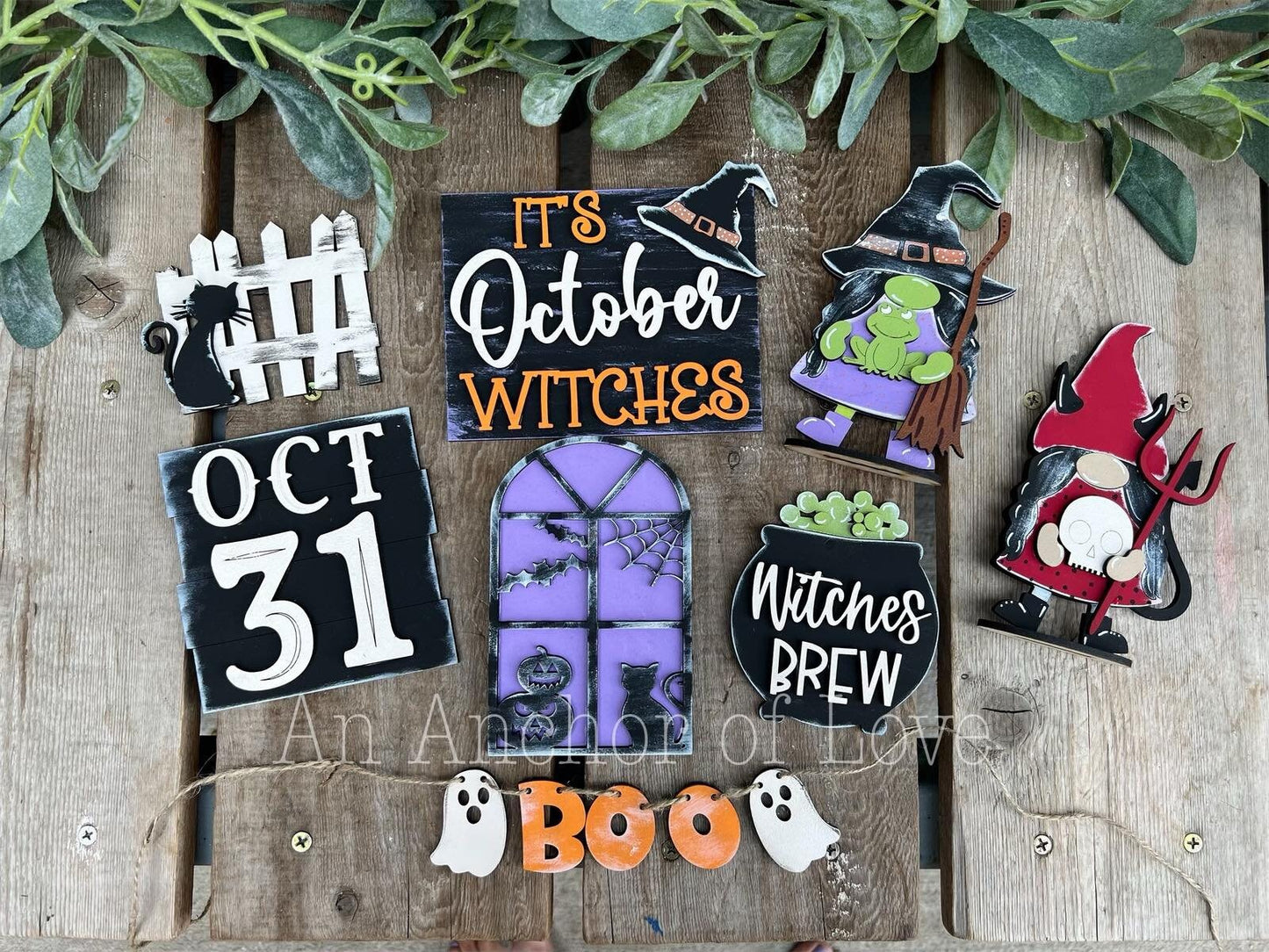 It's October Witches Halloween Tiered Tray Decor-Halloween tiered tray-Halloween Decor
