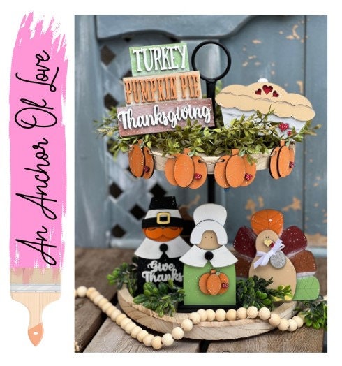Pilgrim themed Tiered Tray Decor Complete Set-Fall Tiered Tray Decor-Fall decorations
