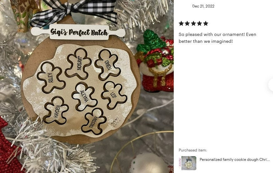 Personalized family cookie dough Christmas ornament / 2024 Christmas ornament /-up to ten names - personalized family gift