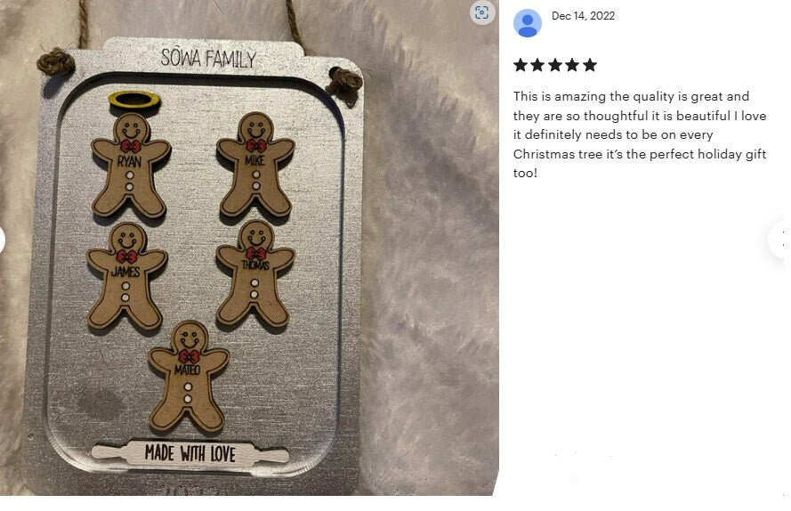 Personalized family gingerbread Christmas ornament /Christmas ornament /-up to 12 names - personalized family gift