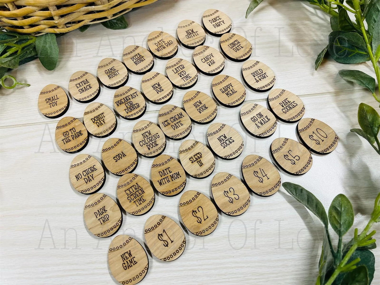 Easter egg tokens-Easter basket fillers- Easter basket kid-Easter egg fillers-reward tokens egg shapped set