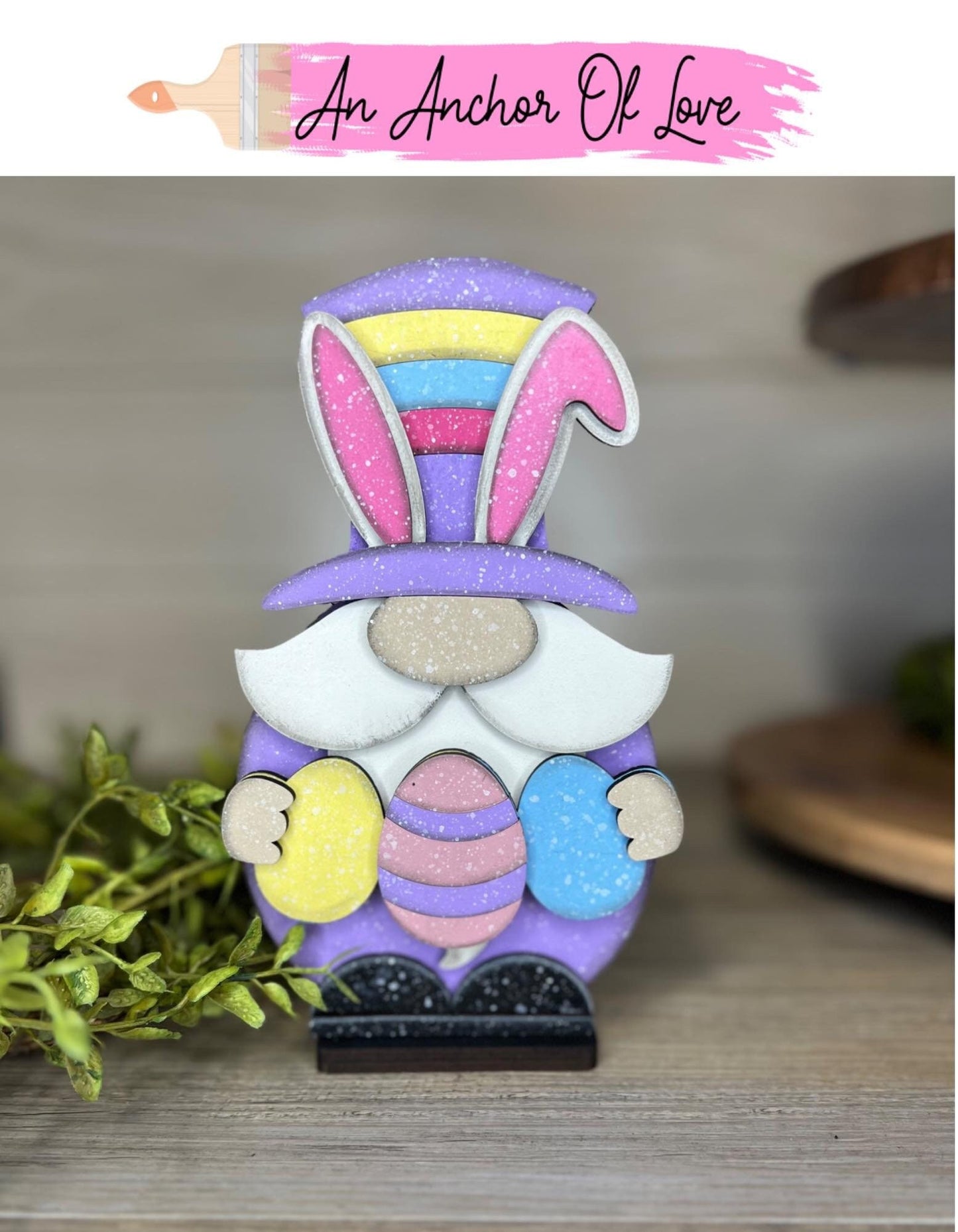 Painted Easter Bunny Gnome, Easter Gnome, Layered Gnome Craft, Easter Home Decor, Spring Decor, Spring Gnome, Easter Eggs, Gnome Decor
