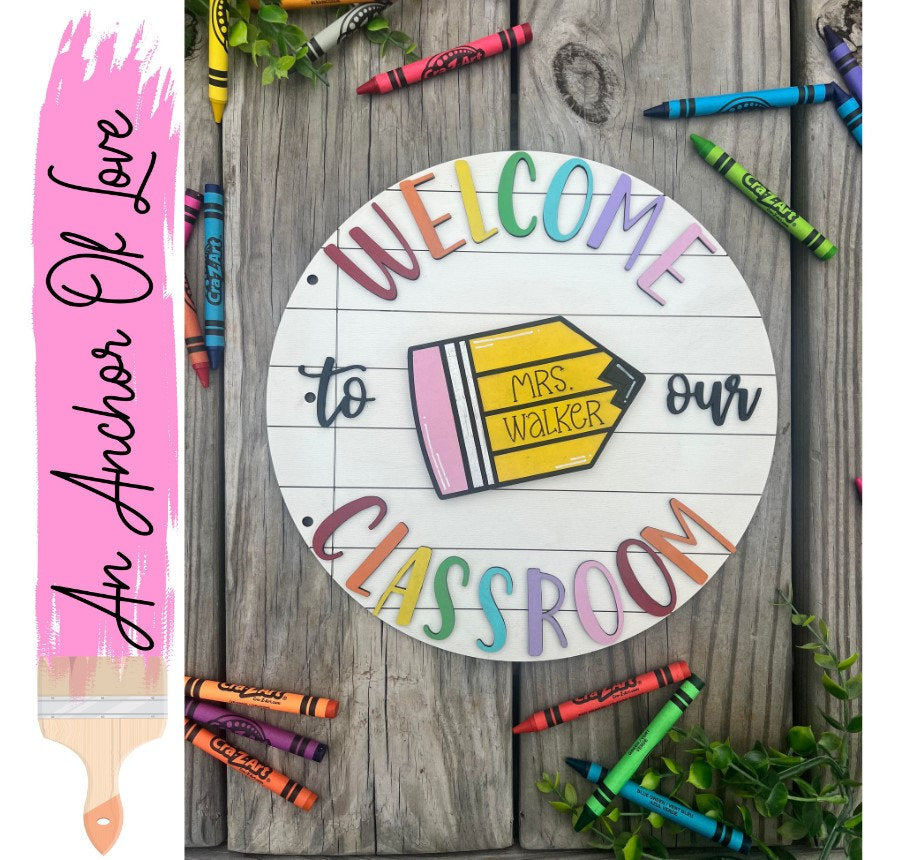 Interchangeable welcome to our classroom sign Personalized Pencil insert ONLY | Classroom decor | welcome sign| Interchangeable sign