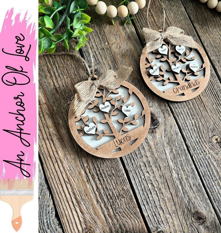 Personalized family tree Christmas ornament / Christmas ornament /-up to 15 names