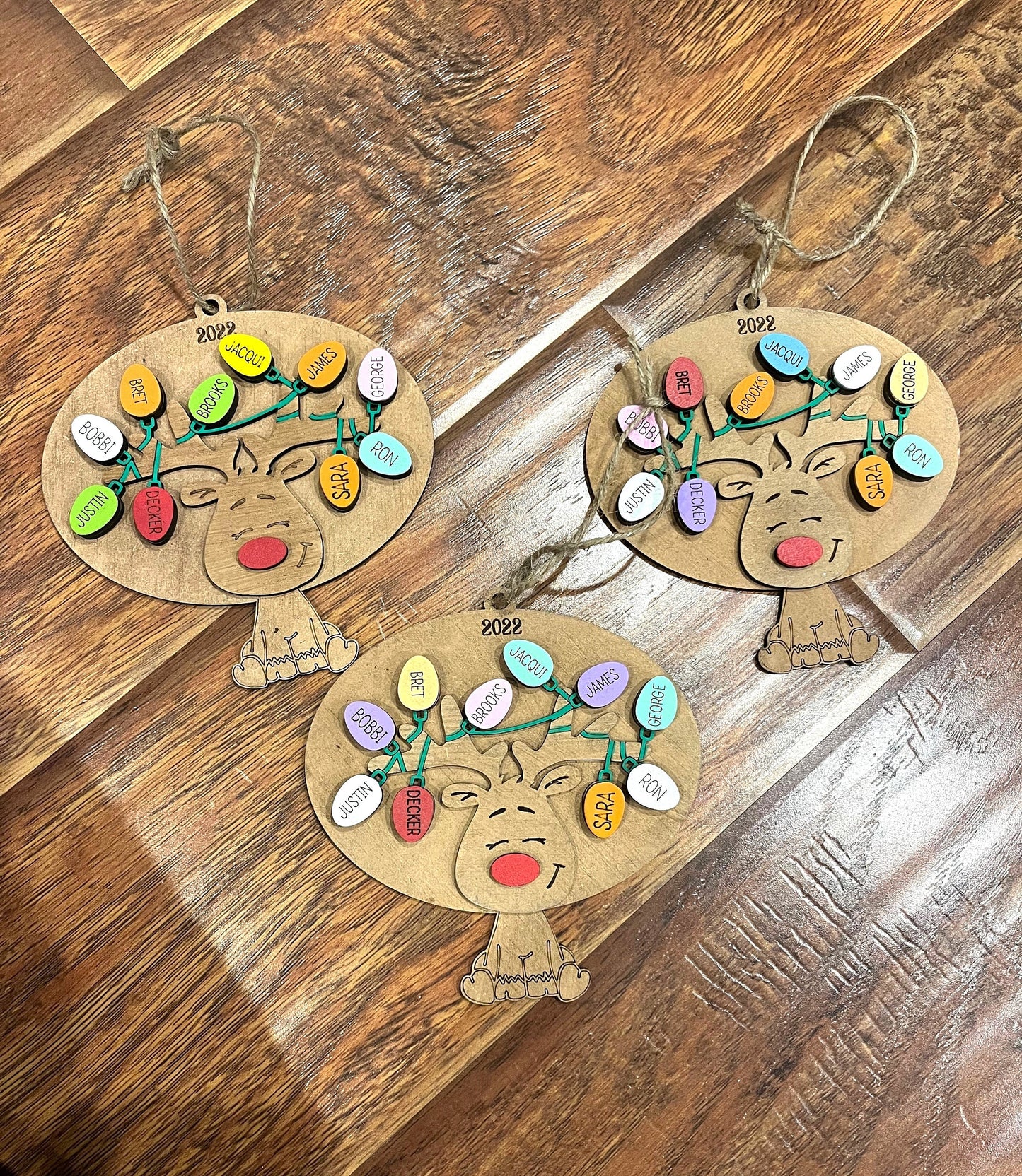Custom personalized family Christmas reindeer ornament, Family ornaments, custom ornaments, custom Christmas ornaments, -2024 Ornament