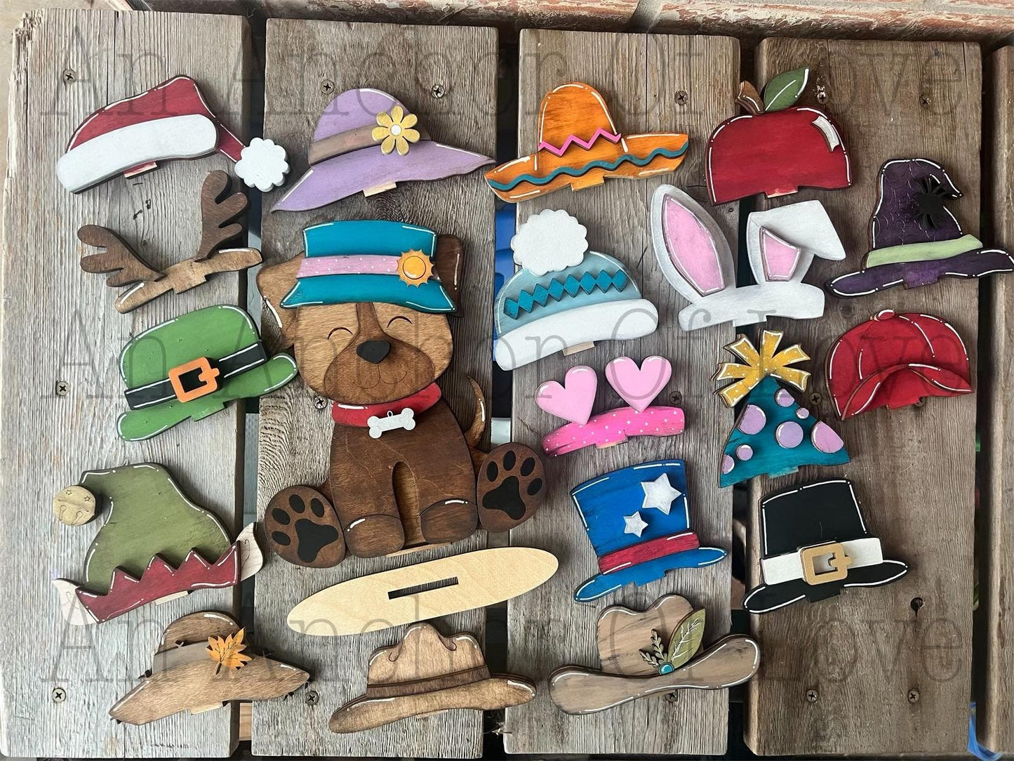 Puppy with Interchangeable Hats // Puppy Decoration //Puppy Shelf Sitter// Viral Shelf Sitter with hats
