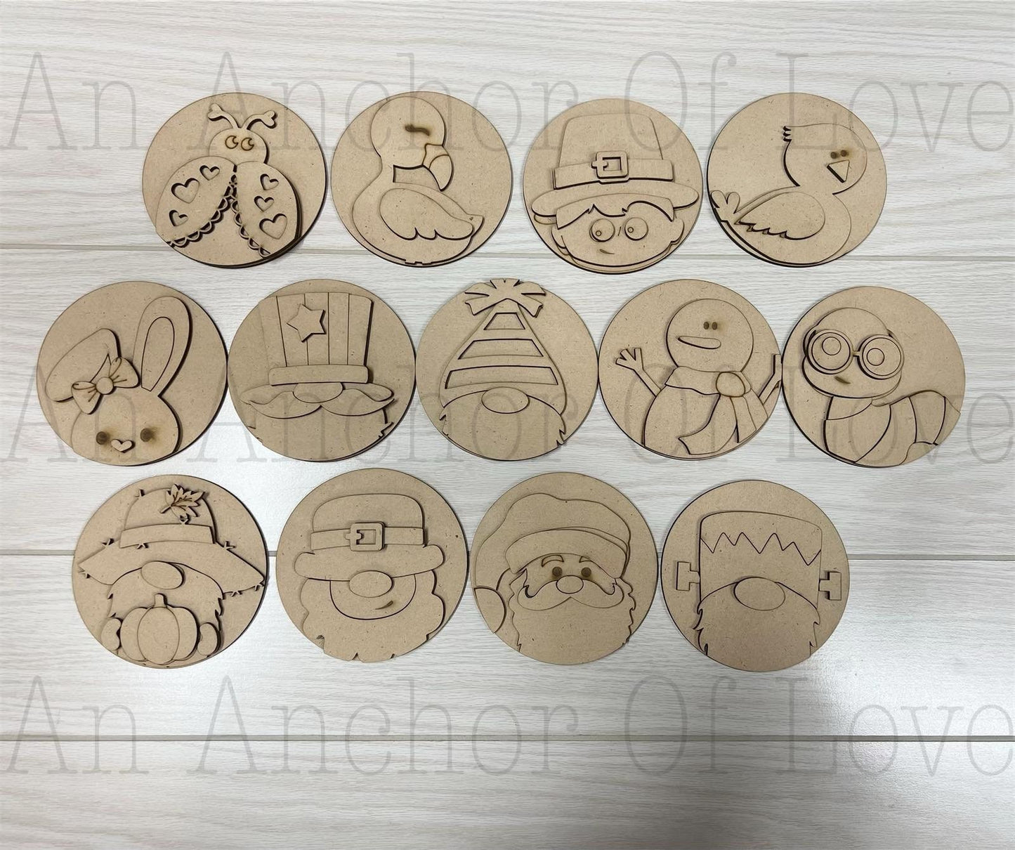Mini Round Seasonal Inserts vs 2 Tiered Tray DIY Paint Kit | Winter Tiered Tray Laser Cut Wood Blanks | Holiday DIY Kits