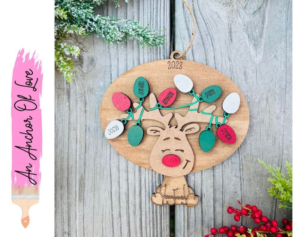 Custom personalized family Christmas reindeer ornament, Family ornaments, custom ornaments, custom Christmas ornaments, -2024 Ornament
