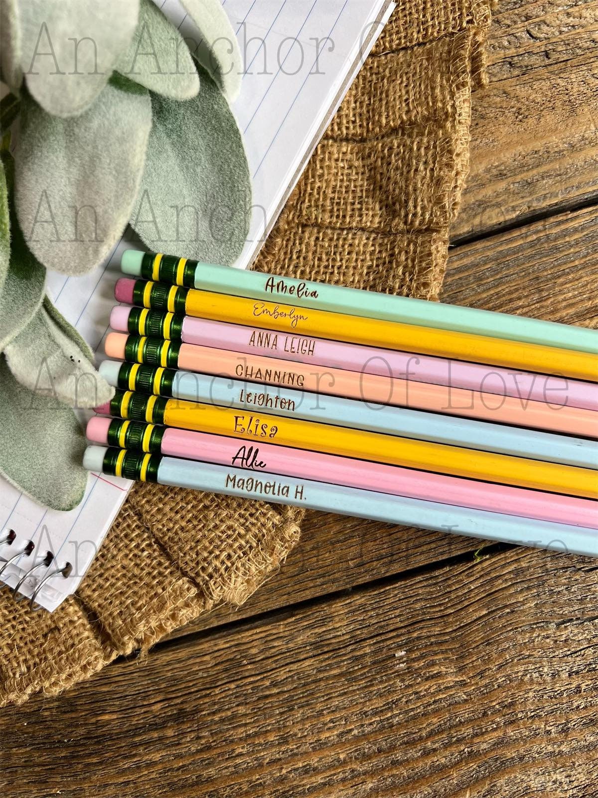 Custom Laser Engraved Wooden pencils-great for back to school-Personalized Engraved Pencils, Ticonderoga #2, pastel color Ticonderoga