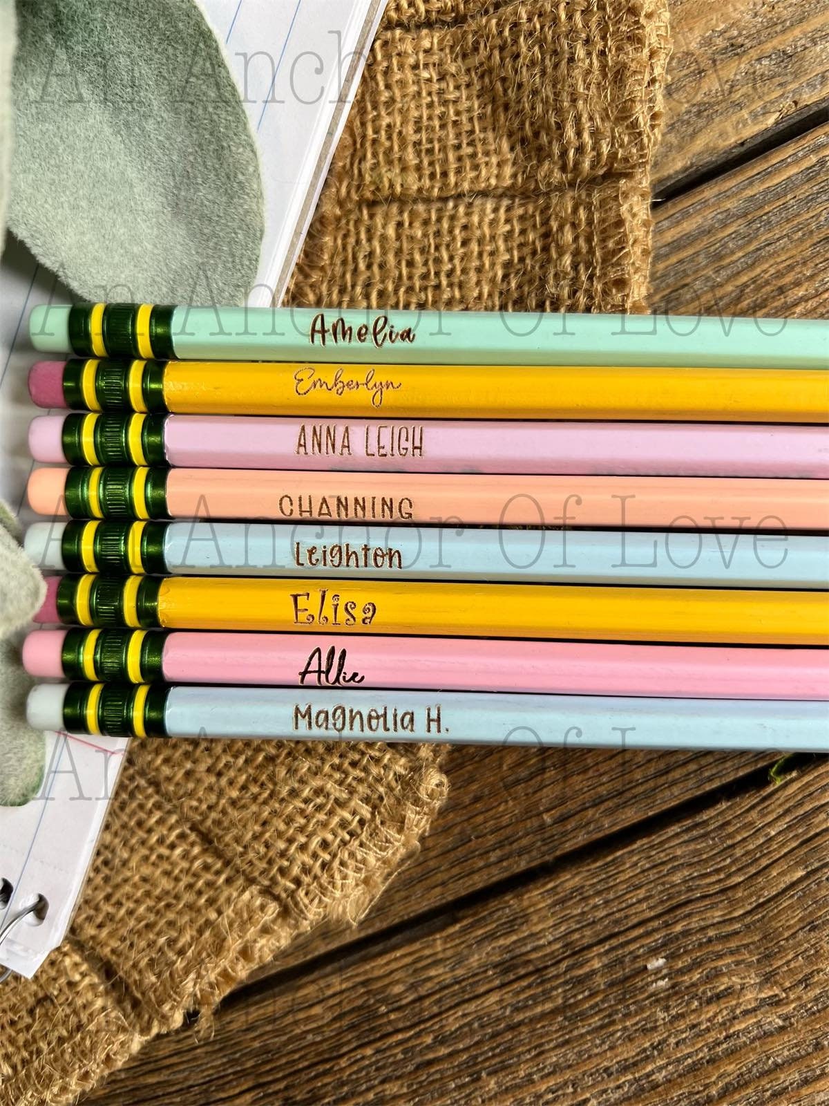 Custom Laser Engraved Wooden pencils-great for back to school-Personalized Engraved Pencils, Ticonderoga #2, pastel color Ticonderoga