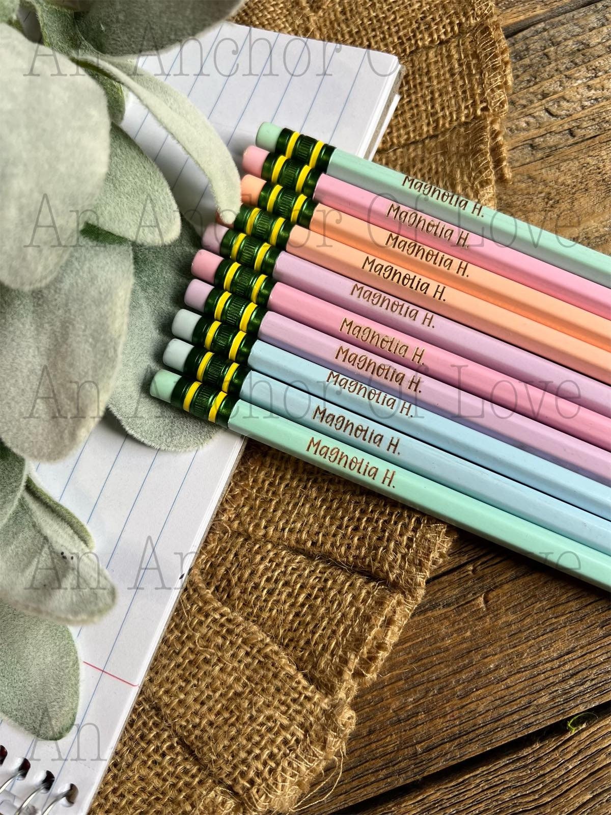 Custom Laser Engraved Wooden pencils-great for back to school-Personalized Engraved Pencils, Ticonderoga #2, pastel color Ticonderoga