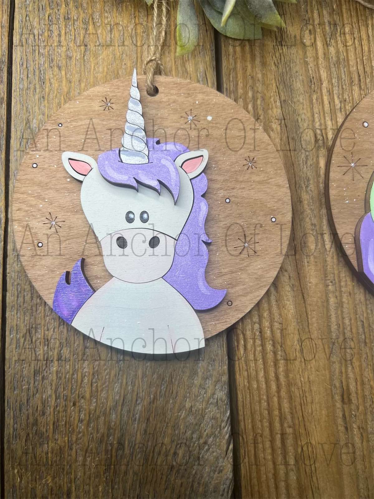 Personalized Unicorn hand painted Christmas ornament- personalized child ornament