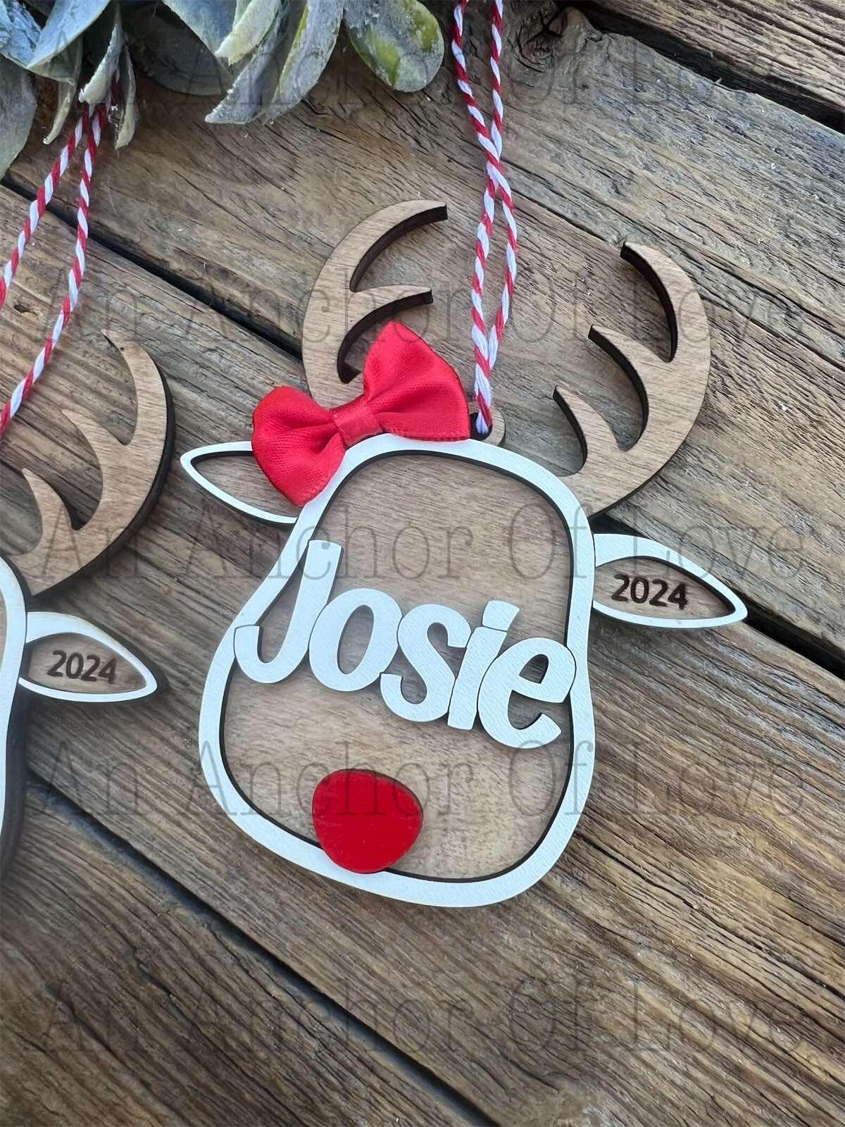 Personalized reindeer ornament for children, handmade ornament, christmas decor and gift / Christmas ornament /