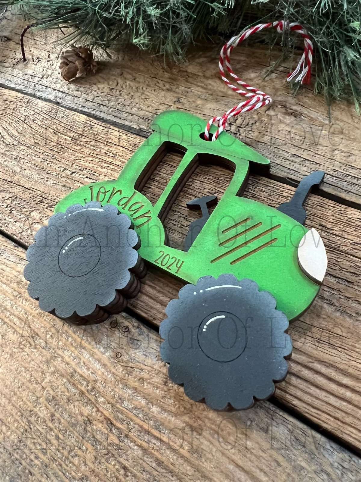 Tractor - hand painted christmas ornament- personalized child ornament