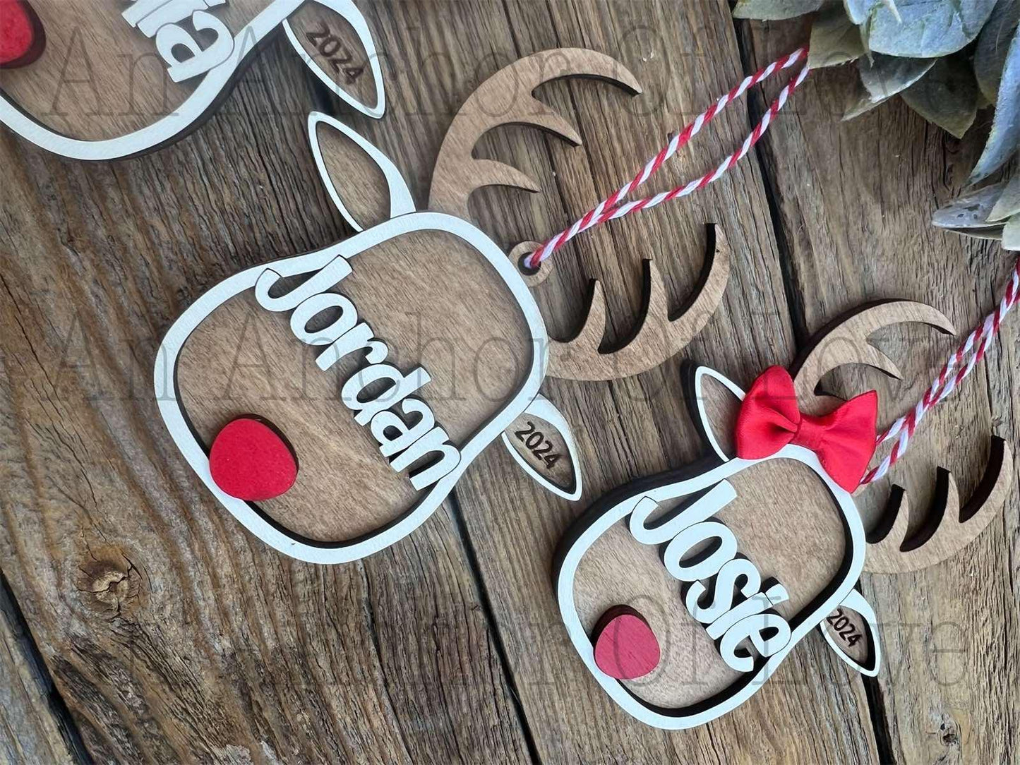Personalized reindeer ornament for children, handmade ornament, christmas decor and gift / Christmas ornament /