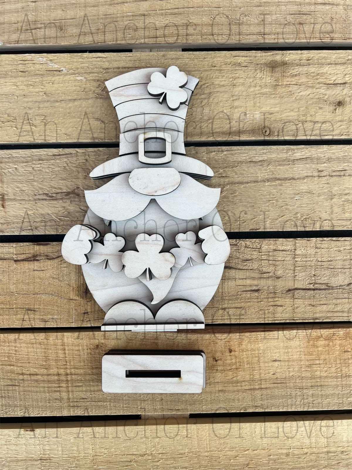 Saint Patricks day standing leprechaun gnome shelf sitter blank/ Laser cut blanks
