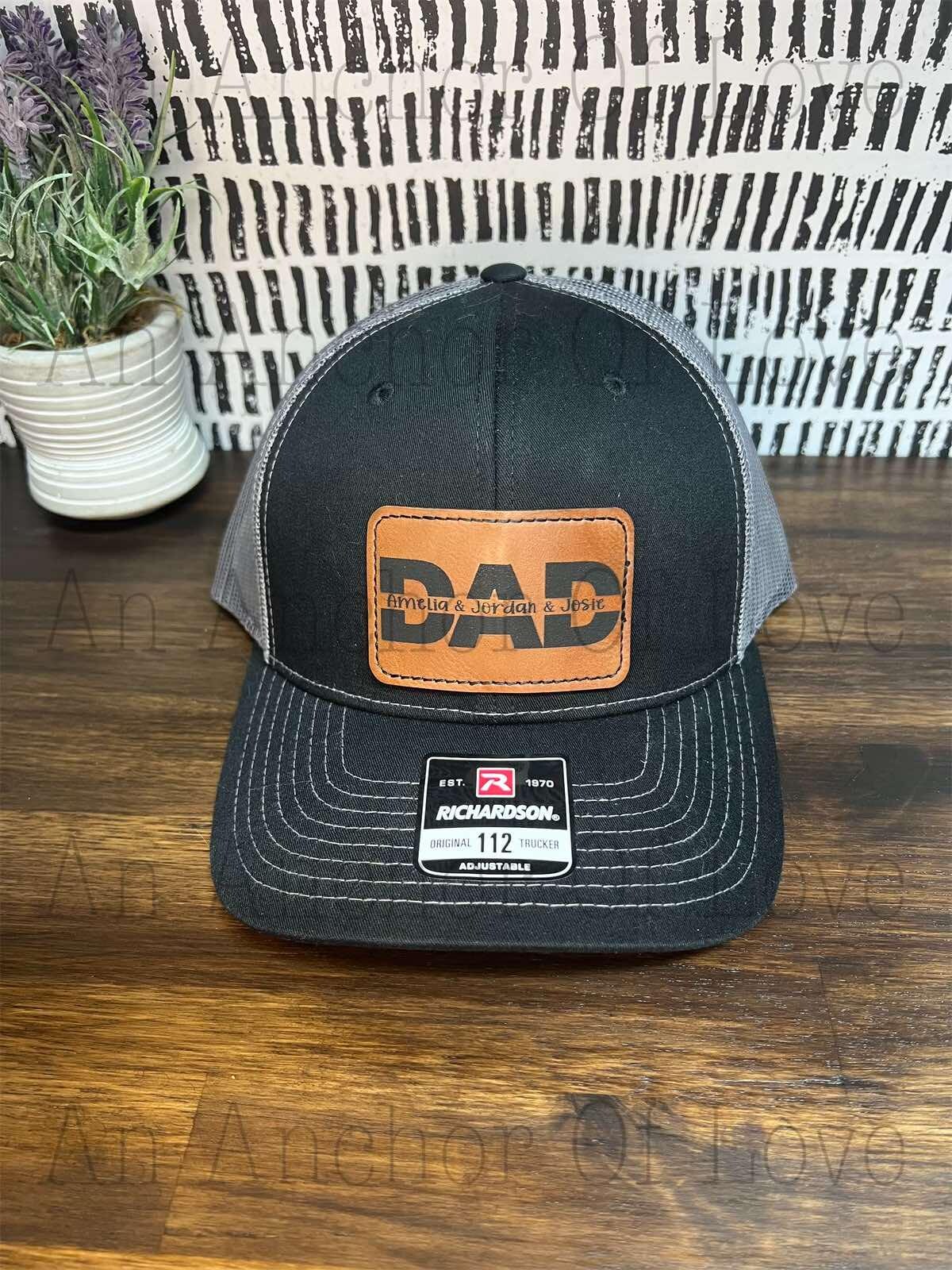 Personalized Dad Patch Hat, Dad Birthday Gift, New Dad Gift, Gift For Husband, Trucker Hat, Leather Patch Hat, Custom Hat, Fathers Day Gift