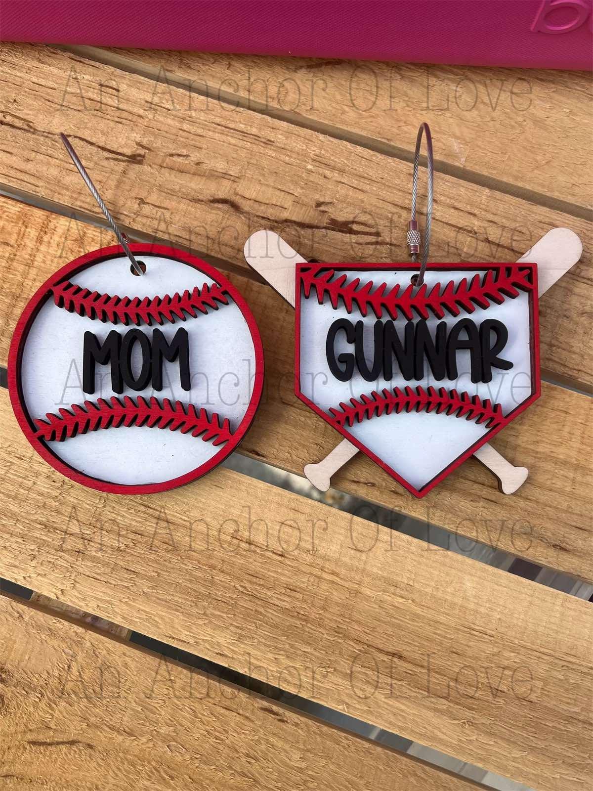 Baseball Mom Bag Tag - Baseball bag tag - Baseball Bag Tag - Baseball Charm - Baseball Bag Charm - -Personalized Baseball Bag Tag for Kids