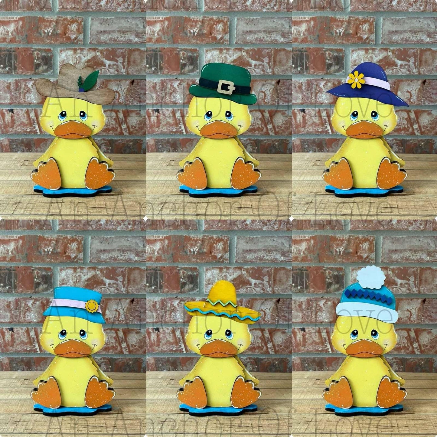 Yellow Duck with Interchangeable Hats // Duck Decoration //Farm Yard Shelf Sitter// Viral Shelf Sitter with hats