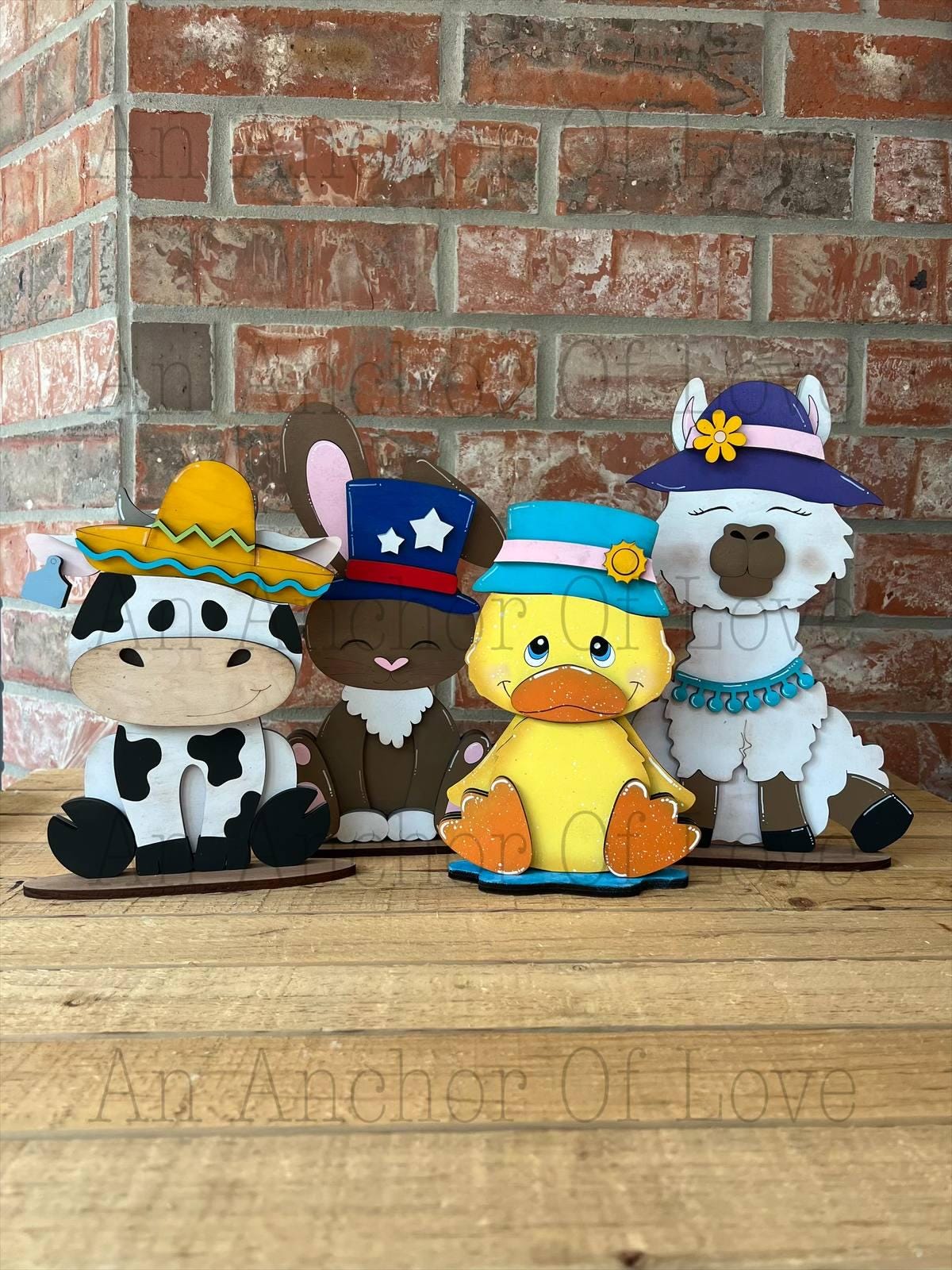 Dairy Cow with Interchangeable Hats // Dairy Cow Decoration //Farm Yard Shelf Sitter// Viral Shelf Sitter with hats