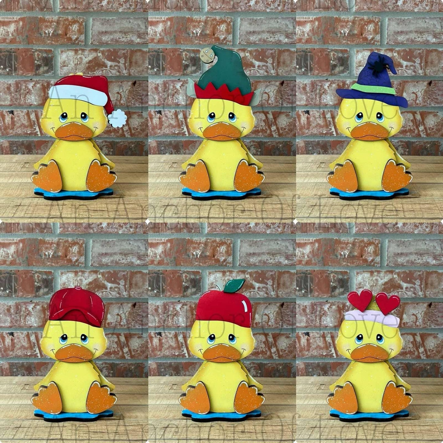 Yellow Duck with Interchangeable Hats // Duck Decoration //Farm Yard Shelf Sitter// Viral Shelf Sitter with hats