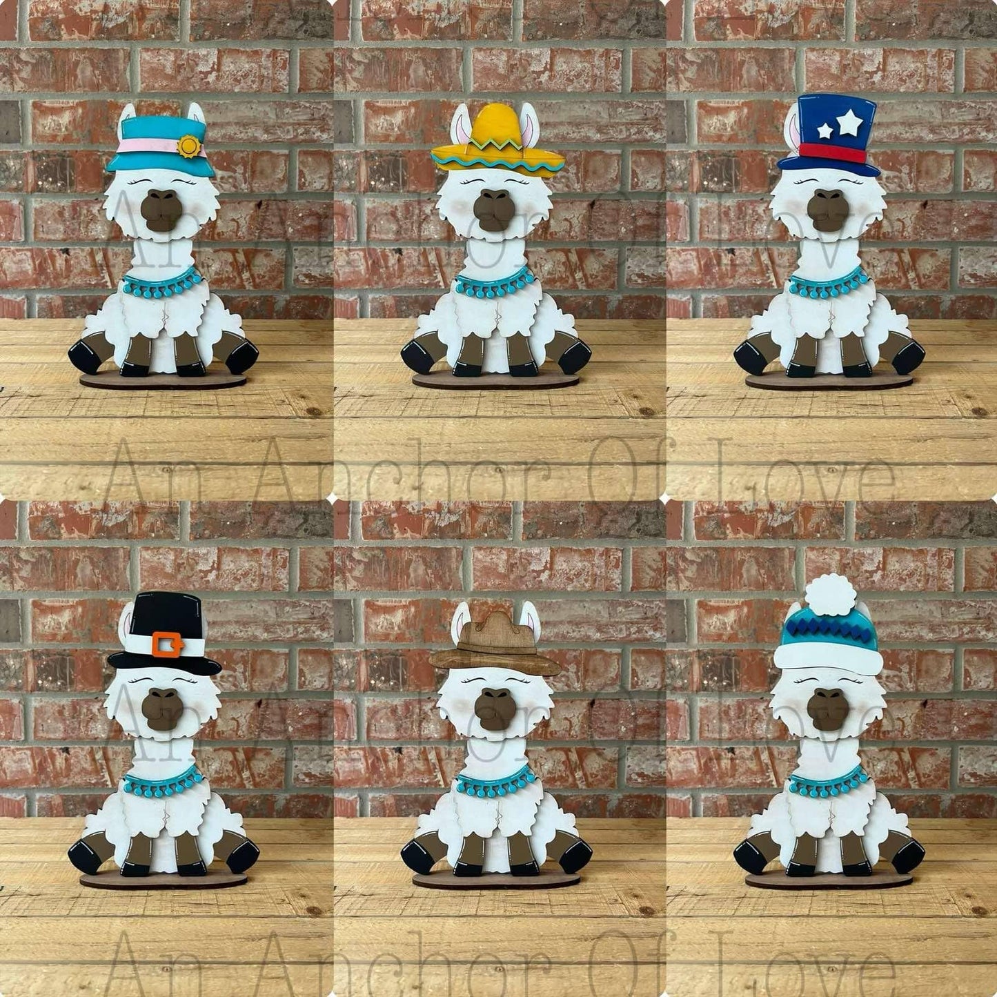 LLAMA with Interchangeable Hats // LLAMA Decoration //Farm Yard Shelf Sitter// Viral Shelf Sitter with hats