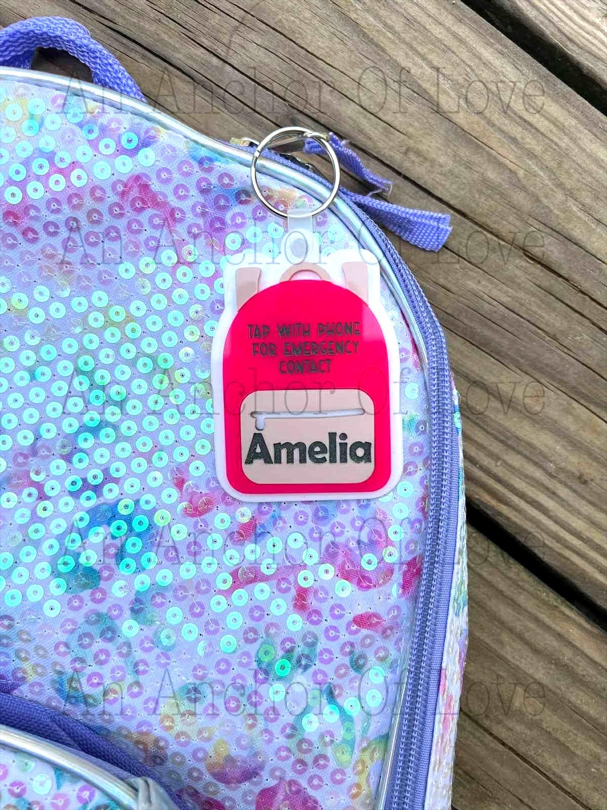 Emergency Contact Backpack Tag | Acrylic NFC Backpack Tag | NFC Keychain | Emergency Contact Nfc Keychain FAST Shipping