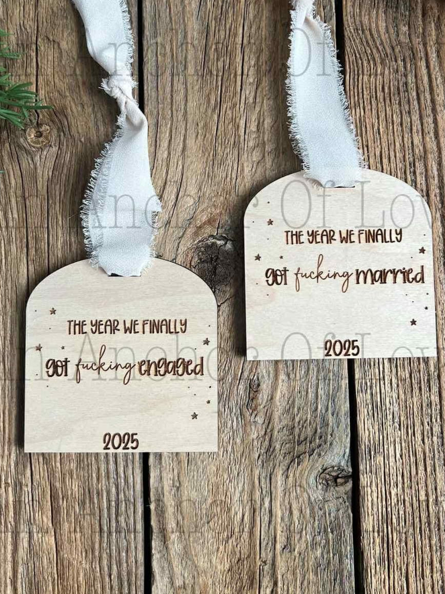 Funny Wedding Ornament, Finally Married Ornament, Christmas Gift, Newlywed Gift, Holiday, Bridesmaid Gift/ 2025 Christmas ornament