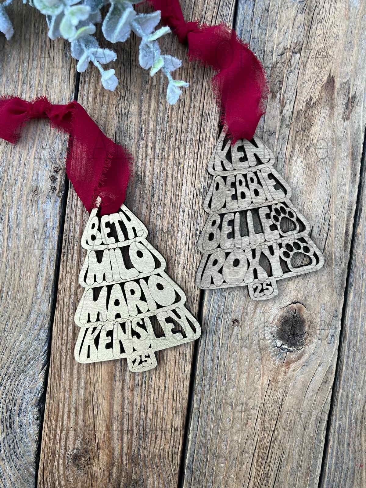 Personalized Family Christmas Ornament 2025, Custom Wooden Tree with Names, Family Christmas Gift / 2025 Christmas ornament