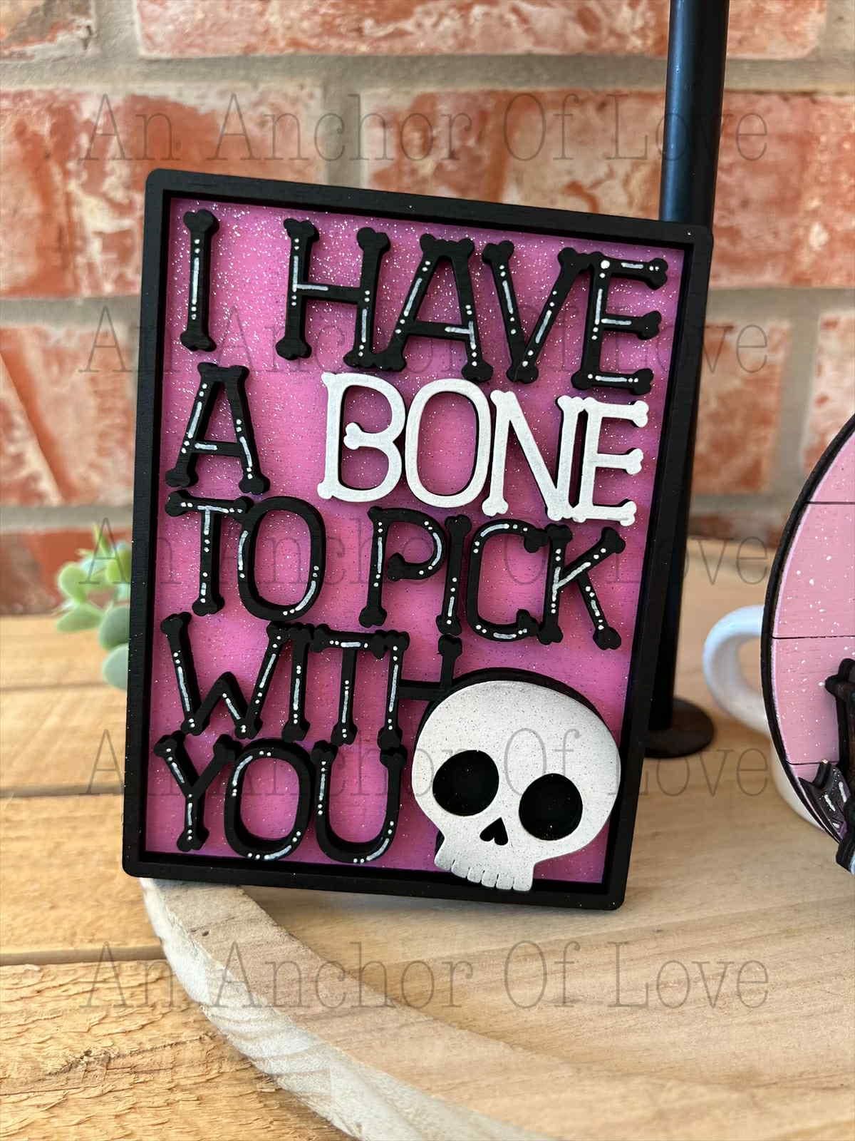 Pink Halloween Tiered Tray Decor - Pink Halloween Tiered Tray set - Halloween Signs - Pastel Halloween Decor - Girly Halloween