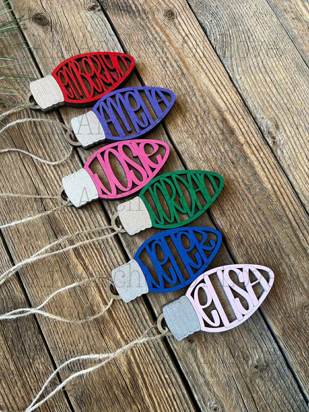 Personalized Single Name Christmas Bulb Ornament- two layer wood ornament Christmas Gift- 2025