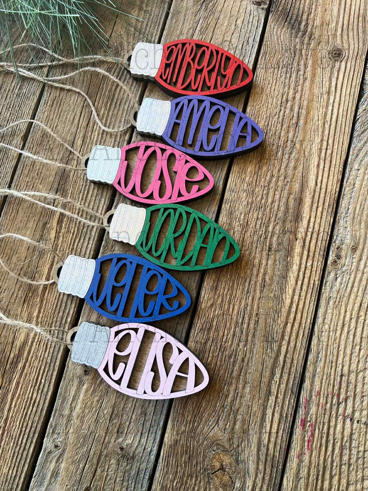 Personalized Single Name Christmas Bulb Ornament- two layer wood ornament Christmas Gift- 2025